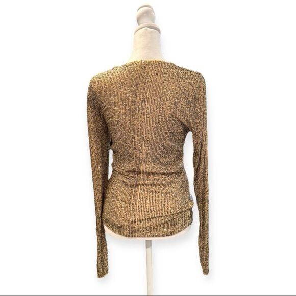 Intimately Free People Gold Sequin Long Sleeve Top - Size S - Picture 4 of 6